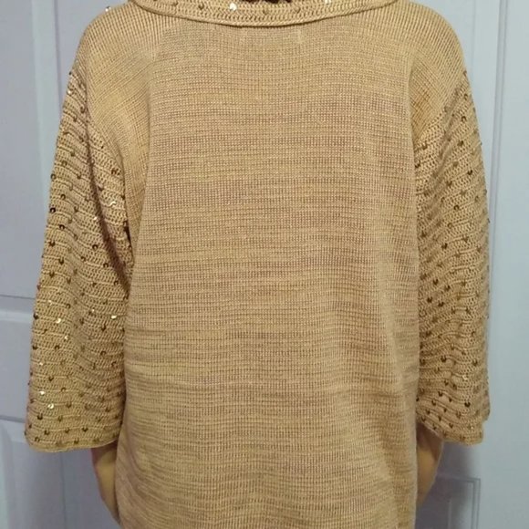 Vintage Storybook Knits Gold Crochet Tank Top and Blazer Cardigan Sweater Medium - Picture 12 of 12